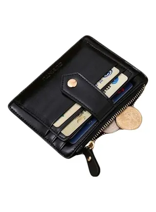 Leather Wallet With Zipper Black 