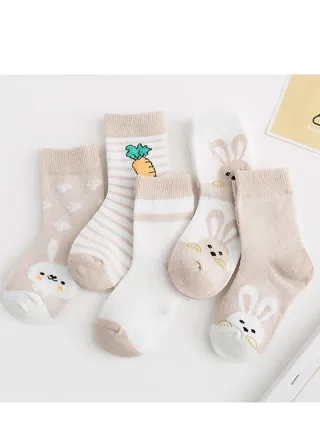 Child Absorb Sweat and Ventilate Socks 5 Pairs High Quality Socks One Size Fits All 