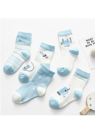 Child Absorb Sweat and Ventilate Socks 5 Pairs High Quality Socks One Size Fits All 