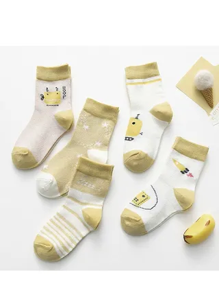 Child Absorb Sweat and Ventilate Socks 5 Pairs High Quality Socks One Size Fits All 