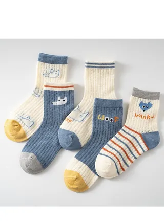 Child Absorb Sweat and Ventilate Socks 5 Pairs High Quality Socks One Size Fits All 