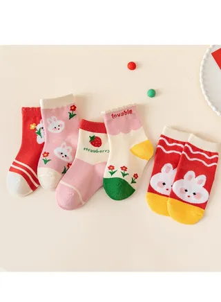 Child Absorb Sweat and Ventilate Socks 5 Pairs High Quality Socks One Size Fits All 
