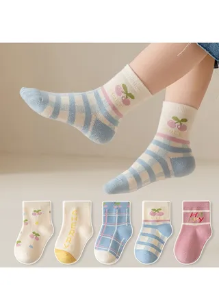 Child Absorb Sweat and Ventilate Socks 5 Pairs High Quality Socks One Size Fits All 