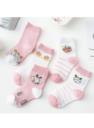 Child Absorb Sweat and Ventilate Socks 5 Pairs High Quality Socks One Size Fits All 