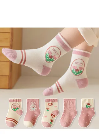 Child Absorb Sweat and Ventilate Socks 5 Pairs High Quality Socks One Size Fits All 