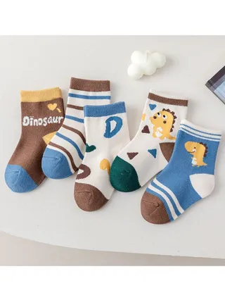 Child Absorb Sweat and Ventilate Socks 5 Pairs High Quality Socks One Size Fits All 