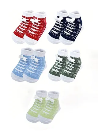 5 Pairs of Baby Cotton Socks Breathable Sweat-Absorbent and Skin-Friendly Cotton Socks 