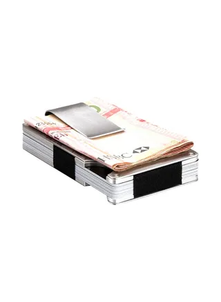 RFID Blocking Stainless Steel Money Clip Credit Card Holder 87mmx55mmx7mmcm Black 