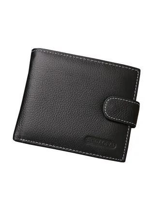 Mens Wallet Large Capacity Genuine Leather RFID Blocking Bifold Wallets Leather Wallet for Men with ID Window and Card Slots Black 