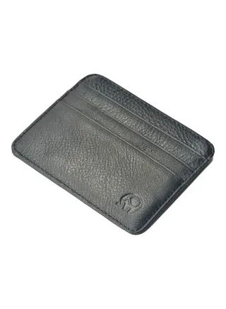 Leather Card Case Holder Black 