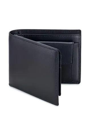 Leather Men's Wallet with Coin Pocket, RFID Blocking Slim Bifold Credit Card Wallet with ID Window (Black) 