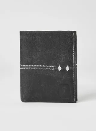 Genuine Leather Wallet Navy Grey 