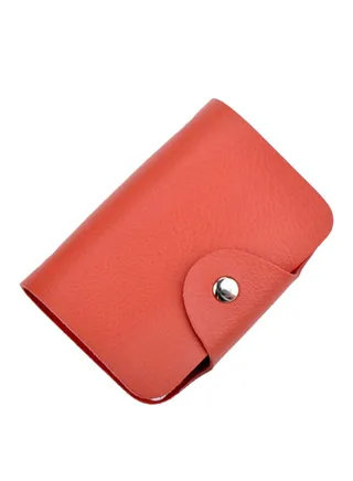 Business Card Holder Synthetic Leather Card Case With 26 Card Slots Orange 
