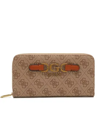 Dagan 4G Logo Large Capacity Medium Long Wallet Brown Print 
