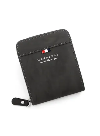 Casual Leather Men's Bifold Short Wallet Card Holder Certificate Zipper Money Bag for Business Commute Black 