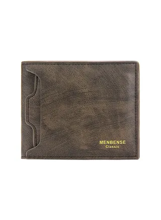 Wood Grain Classic Men's Leather Bifold Short Wallet Card Holder Money Bag with Commute Business 11.5 x 9.5 x 2cm 