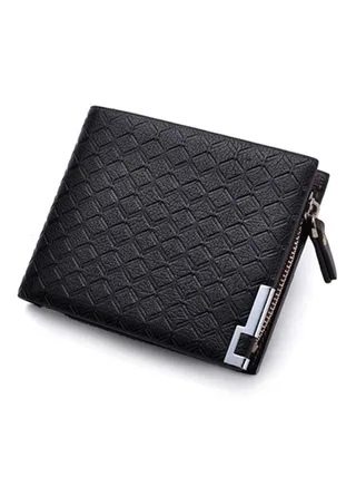 Fax Leather Zip Around Wallet Black 