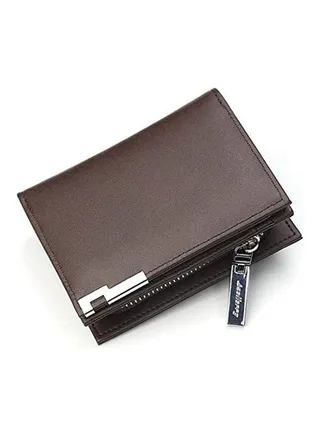 Folding Zipper Wallet With Card Slot Brown 