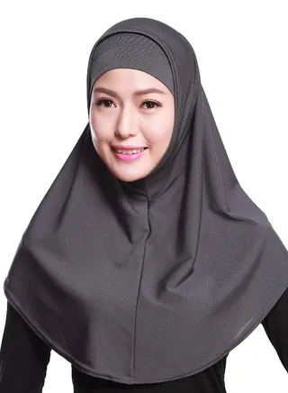 2-Piece Head Cover Hijab Grey 