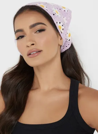 Daisy Crochet Bandana Scarf