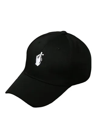 Solid Color Embroidery Pattern Cap Black 