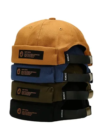 SYOSI Vintage Docker Cap Brimless Hat, Cotton Brimless Cap Retro Docker Caps Beanie Skull Cap Adjustable Brimless Hip hop Hats (4 Pcs) 