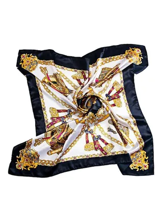 Chain Style Neck And Head Scarf Black 