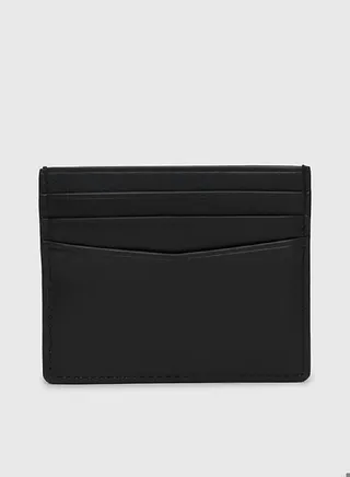 Men's Leather Cardholder -  smooth leather, Black 