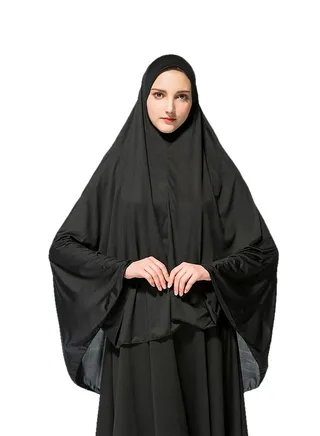 Polyester Blend Long Hijab Black 
