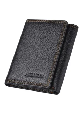 Splicing Leather Men's Wallet Black 