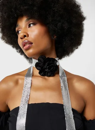 Floral Necklace Style Chain Scarf