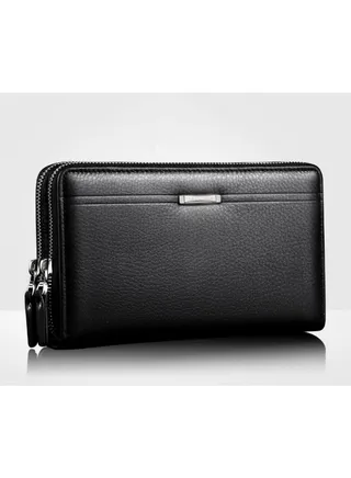 Solid Business Zip Wallet Black 