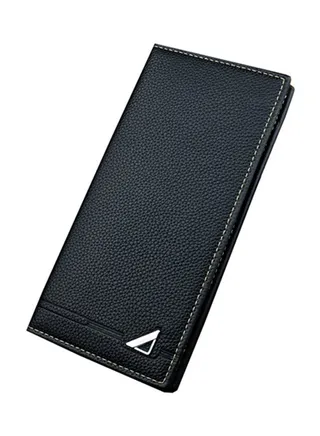 Long Designer Business Leather Wallet Black 