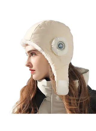 Winter ski hat Thickened Ear Protection hat Outdoor Riding Waterproof Warm Cotton hat Men's and Women's Wind Masks Down Fabric Hat Windproof Ear Protection Warm and Fashionable Lei Feng Hat Beige 