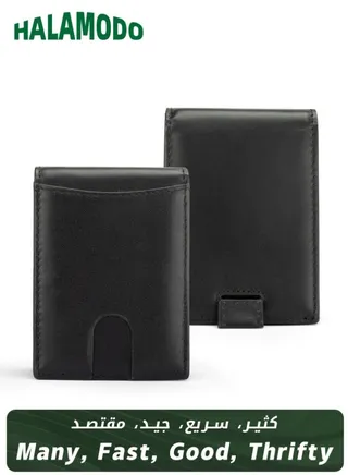 Men's Leather Wallet Black, Large Capacity Multi-Card Slot Coin Purse 