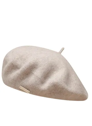 Wool Beret Hat for Woman, Lady Fashion French Beret Hat, Solid Color Stylish French Style Winter Warm Cap for Women Girls (Beige) 