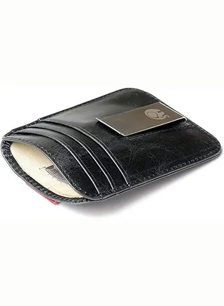 Wallet Men, Wallet Black, Burnished Finish Multi, Grain Leather Hand, Capacity Windows Full, Wallet Men Extra, Multi Card Capacity, Hand Burnished Finish, for Husband Dad Wife Boyfriend Slim Money 
