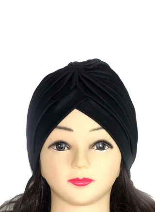 Stretchable Pleated Turban HL196 Black 