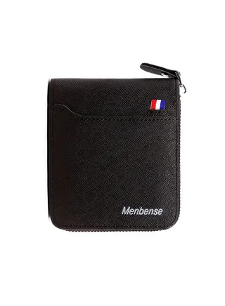 Classic Large Capacity Men's Bifold Short Wallet Coin Certificate Money Zipper Bag for Commute Business 