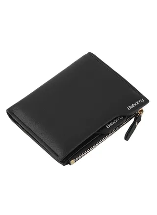 Leather Zipper Wallet Black 