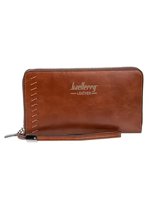Long Leather Business Wallet Brown 