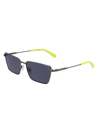 Full Rim Metal Rectangle Sunglasses Ckj22217S 5816 (017) Dark Ruthenium/Gray 