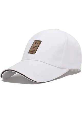 Men Baseball Cap, Sports Golf Snapback Cap Shading Outdoor Simple Solid Hats Sun Protection, White 