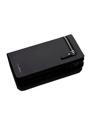 Business Wallet With Zip Coin Pocket And Id Window Black 