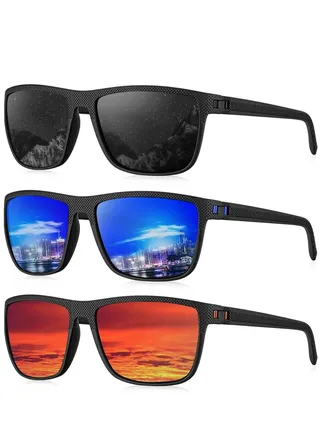 3Pieces Classic Polarized Sunglasses for Men Women Large Frame Retro Sunglasses with UV400 Protection 