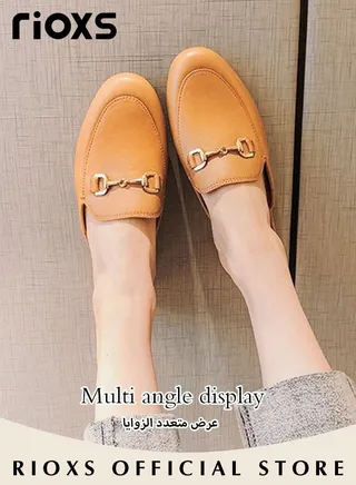 Women's Flat Mules Closed Toe Sandals Fashion Comfortable Slippers Slip-On Backless Mule Shoes 