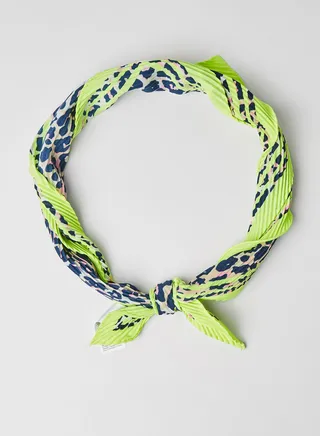Leopard Print Square Scarf Safety Yellow 