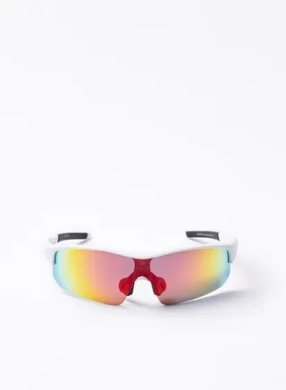 Cycling Scooter Sunglasses - Athletiq Club Oryx - White Frame With Red Fire Multilayer Mirror Lens 