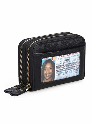 Credit Card Holder Small Genuine Leather Wallet Rfid Blocking Credit Card Holder Real Pickup Bag Rfid Cowhide Organ Design Zero Wallet Bank Card Storage Bag 