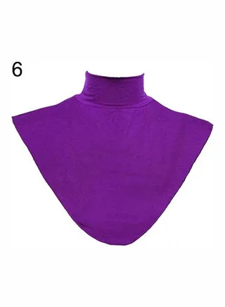 Women's Modal False Collar Hijab Moslem Islamic Pure Color Neck Cover Loop Scarf Purple 